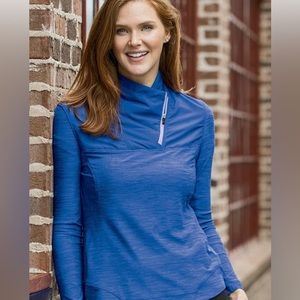 Sunice Women’s Dakota Thermal‎ Stretch Shawl Collar pullover. Blue Stone SZ M